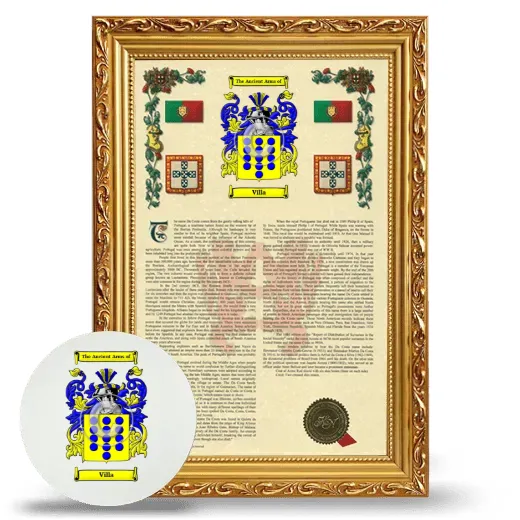 Villa Framed Armorial History and Mouse Pad - Gold
