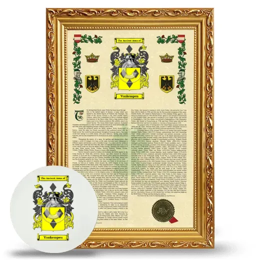 Vonkempen Framed Armorial History and Mouse Pad - Gold