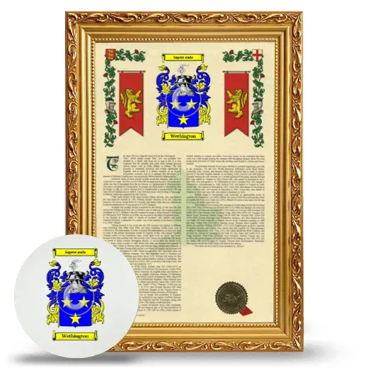 Wethington Framed Armorial History and Mouse Pad - Gold