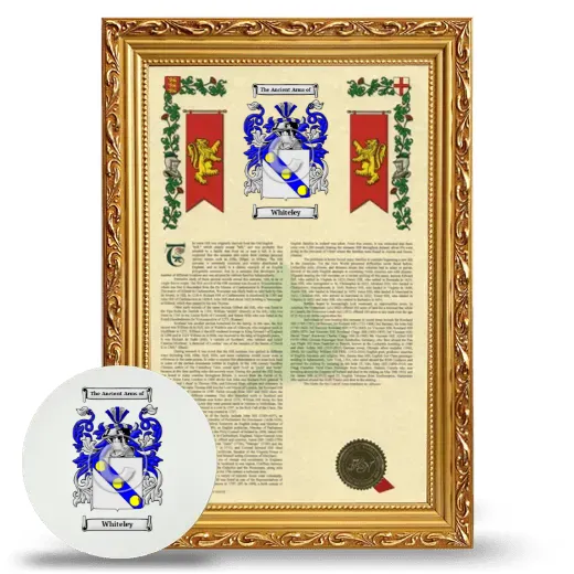 Whiteley Framed Armorial History and Mouse Pad - Gold