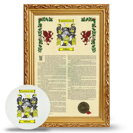 Williams Framed Armorial History and Mouse Pad - Gold