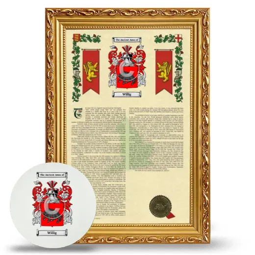 Willig Framed Armorial History and Mouse Pad - Gold