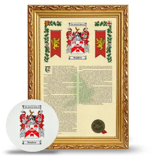 Woodrow Framed Armorial History and Mouse Pad - Gold