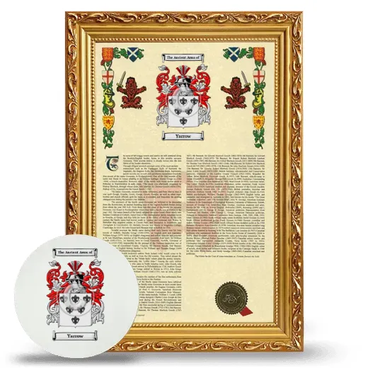 Yarrow Framed Armorial History and Mouse Pad - Gold