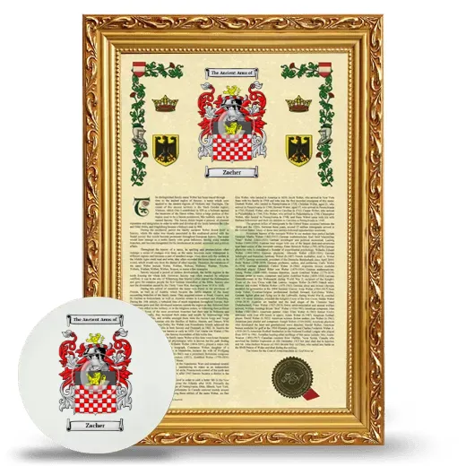 Zacher Framed Armorial History and Mouse Pad - Gold