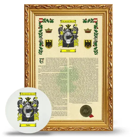 Zaiss Framed Armorial History and Mouse Pad - Gold