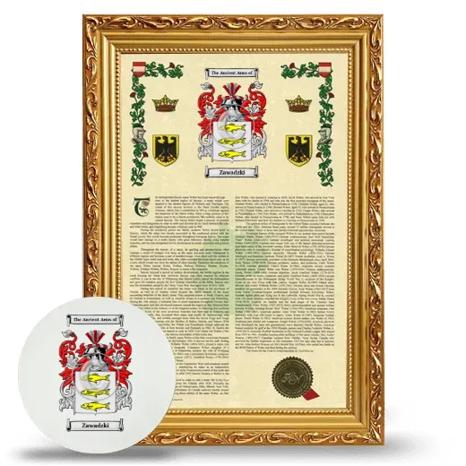Zawadzki Framed Armorial History and Mouse Pad - Gold