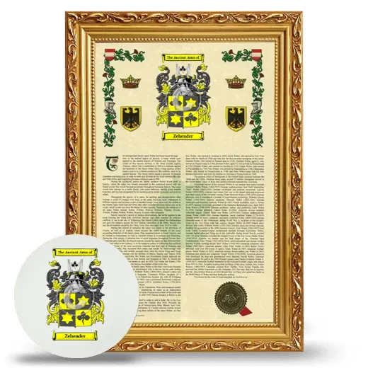 Zehender Framed Armorial History and Mouse Pad - Gold