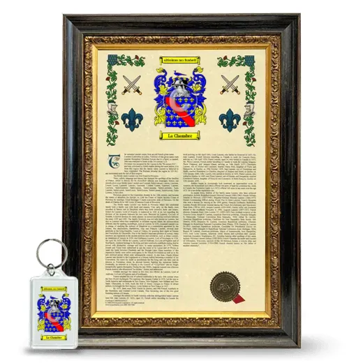 La Chambre Framed Armorial History and Keychain - Heirloom