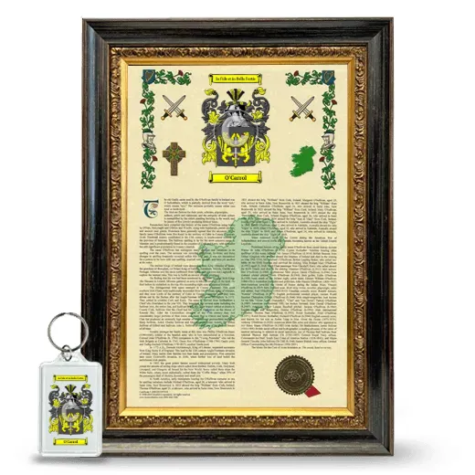 O'Carrol Framed Armorial History and Keychain - Heirloom