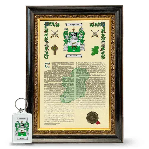 O'Conols Framed Armorial History and Keychain - Heirloom