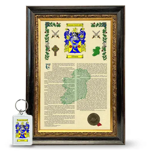 O'Foren Framed Armorial History and Keychain - Heirloom