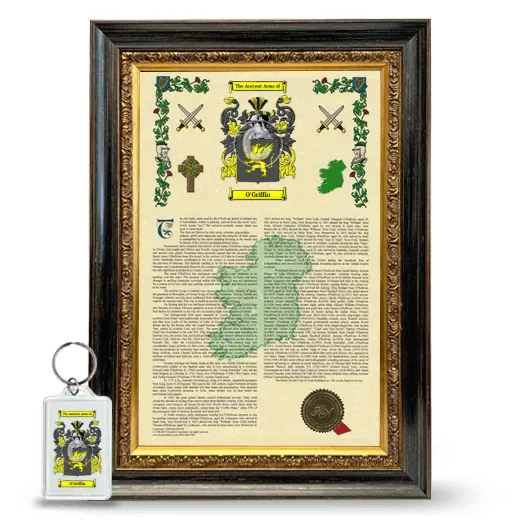 O'Griffin Framed Armorial History and Keychain - Heirloom