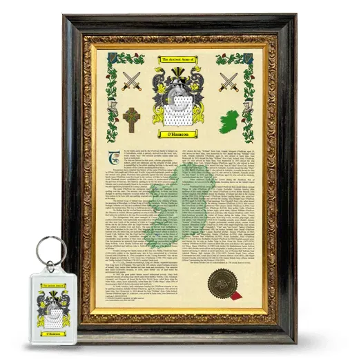 O'Hamson Framed Armorial History and Keychain - Heirloom