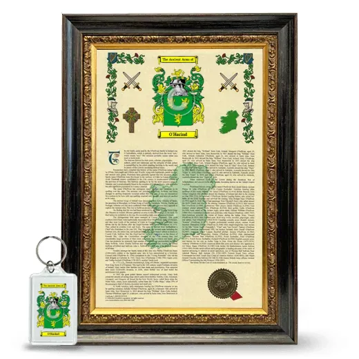 O'Harind Framed Armorial History and Keychain - Heirloom
