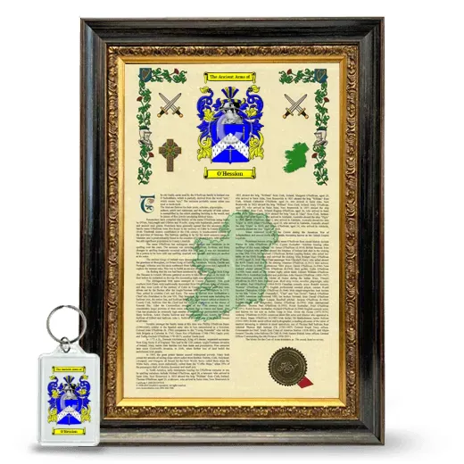 O'Hession Framed Armorial History and Keychain - Heirloom