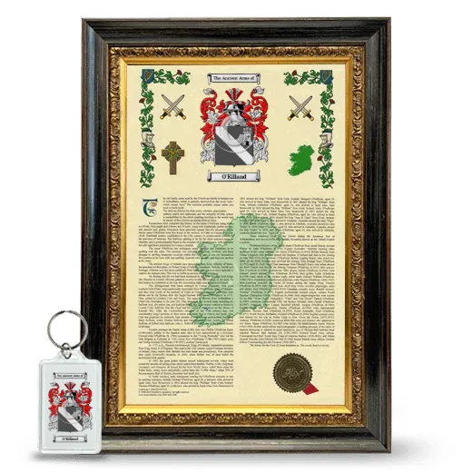 O'Killand Framed Armorial History and Keychain - Heirloom