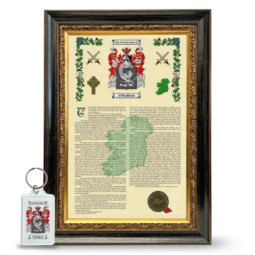 O'Maddend Framed Armorial History and Keychain - Heirloom