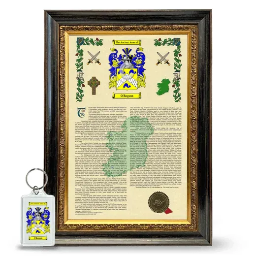 O'Regent Framed Armorial History and Keychain - Heirloom