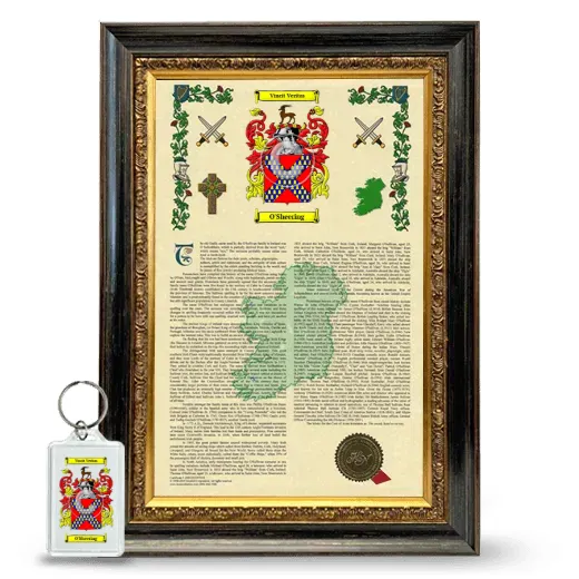 O'Sheering Framed Armorial History and Keychain - Heirloom