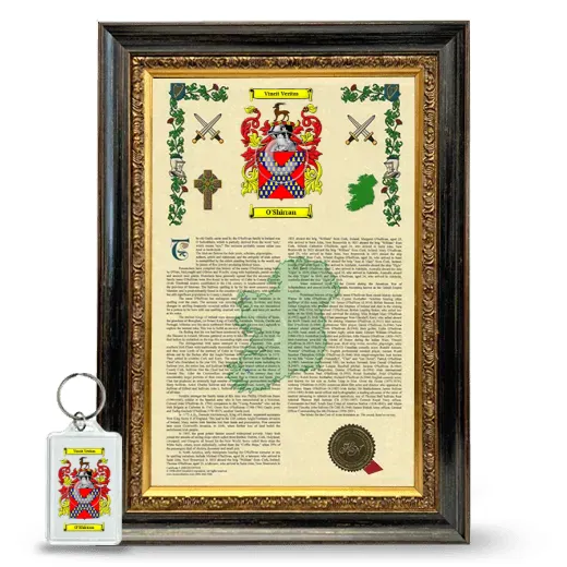 O'Shirran Framed Armorial History and Keychain - Heirloom