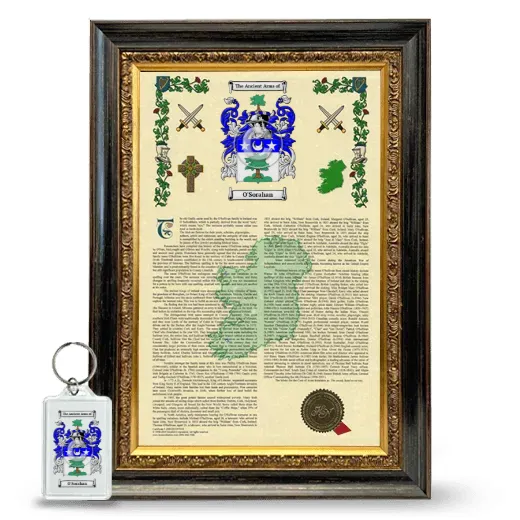 O'Sorahan Framed Armorial History and Keychain - Heirloom