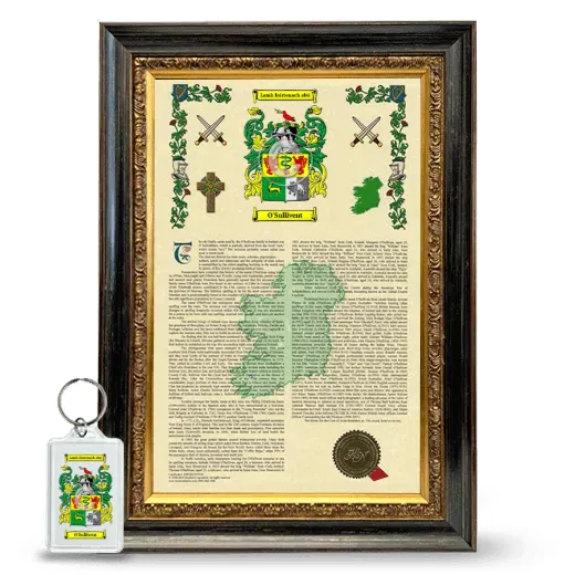 O'Sullivent Framed Armorial History and Keychain - Heirloom