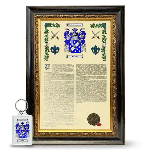 St. Foy Framed Armorial History and Keychain - Heirloom