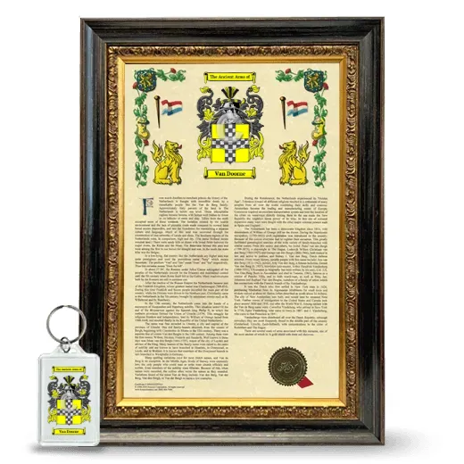 Van Doorne Framed Armorial History and Keychain - Heirloom