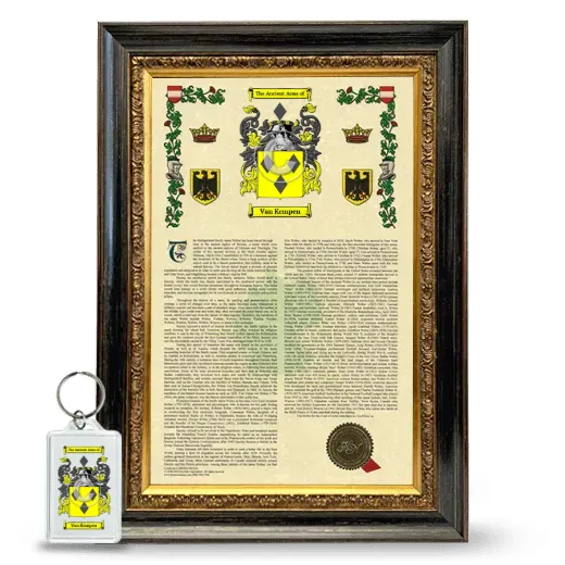 Van Kempen Framed Armorial History and Keychain - Heirloom
