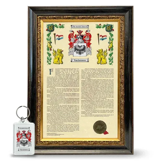 Van Leeuwen Framed Armorial History and Keychain - Heirloom