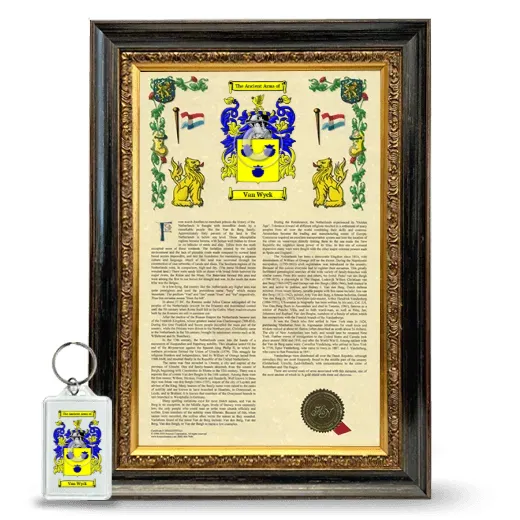 Van Wyck Framed Armorial History and Keychain - Heirloom