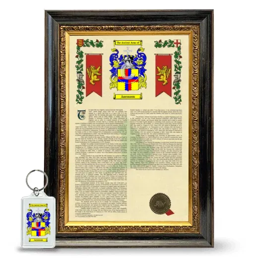 Aaronson Framed Armorial History and Keychain - Heirloom