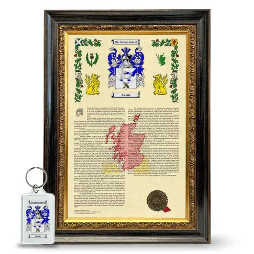 Aassie Framed Armorial History and Keychain - Heirloom