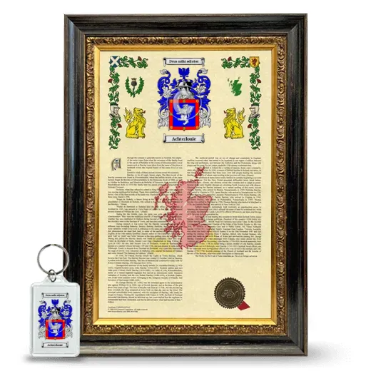 Achterlonie Framed Armorial History and Keychain - Heirloom