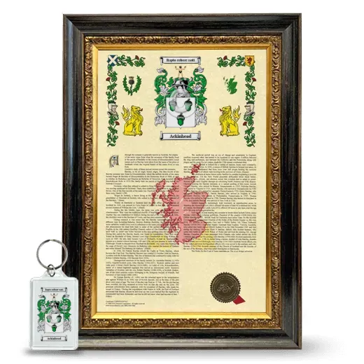 Ackinhead Framed Armorial History and Keychain - Heirloom