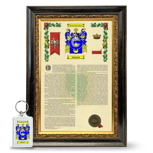 Adamovic Framed Armorial History and Keychain - Heirloom