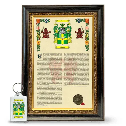 Adams Framed Armorial History and Keychain - Heirloom