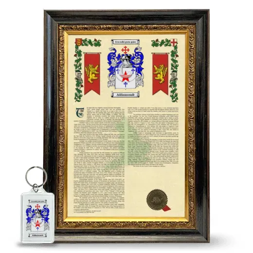 Addamsomb Framed Armorial History and Keychain - Heirloom