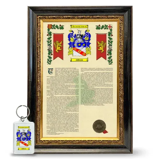 Adieson Framed Armorial History and Keychain - Heirloom