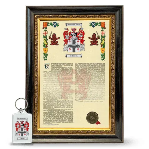 Adieston Framed Armorial History and Keychain - Heirloom
