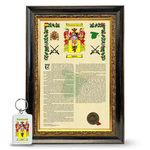 Agüera Framed Armorial History and Keychain - Heirloom