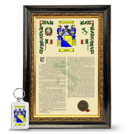 Aglietti Framed Armorial History and Keychain - Heirloom