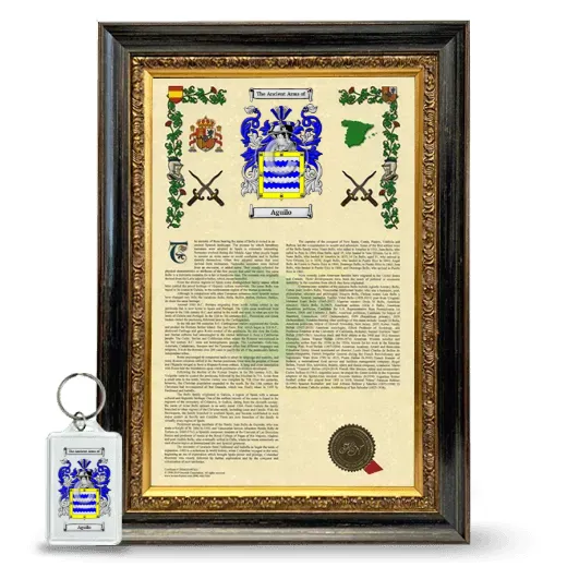 Aguilo Framed Armorial History and Keychain - Heirloom