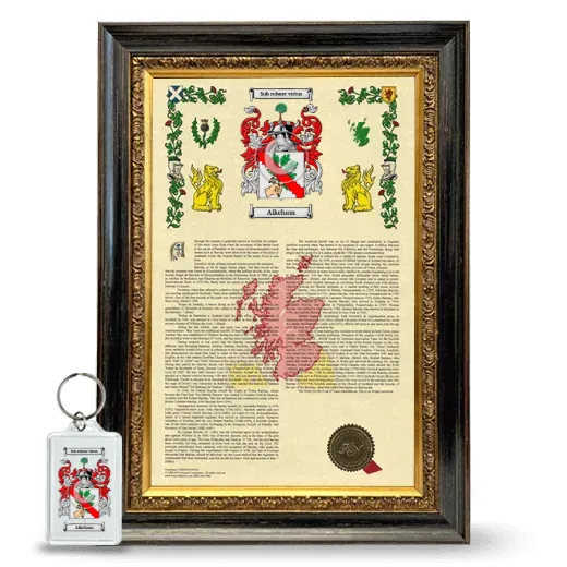 Aikeham Framed Armorial History and Keychain - Heirloom