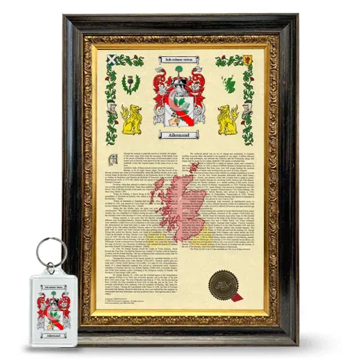 Aikemand Framed Armorial History and Keychain - Heirloom
