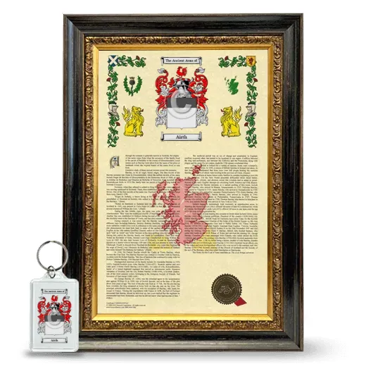 Airth Framed Armorial History and Keychain - Heirloom