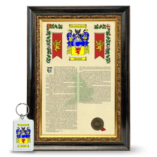Aiscoomb Framed Armorial History and Keychain - Heirloom