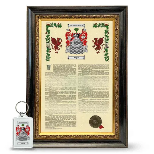 Aisgill Framed Armorial History and Keychain - Heirloom