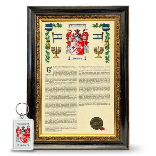 Ajzenberg Framed Armorial History and Keychain - Heirloom